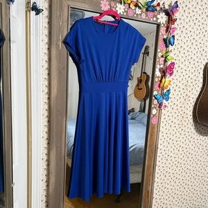 Homeyee Royal Blue Fit & Flare Midi Dress - Size 4